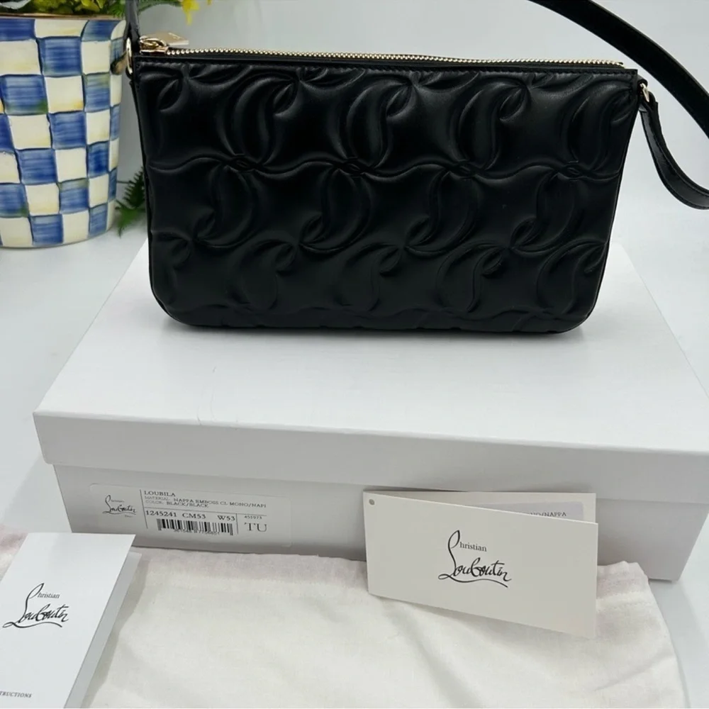 Women’s Christian Louboutin shoulder bag CL embossed Napa leather made i…